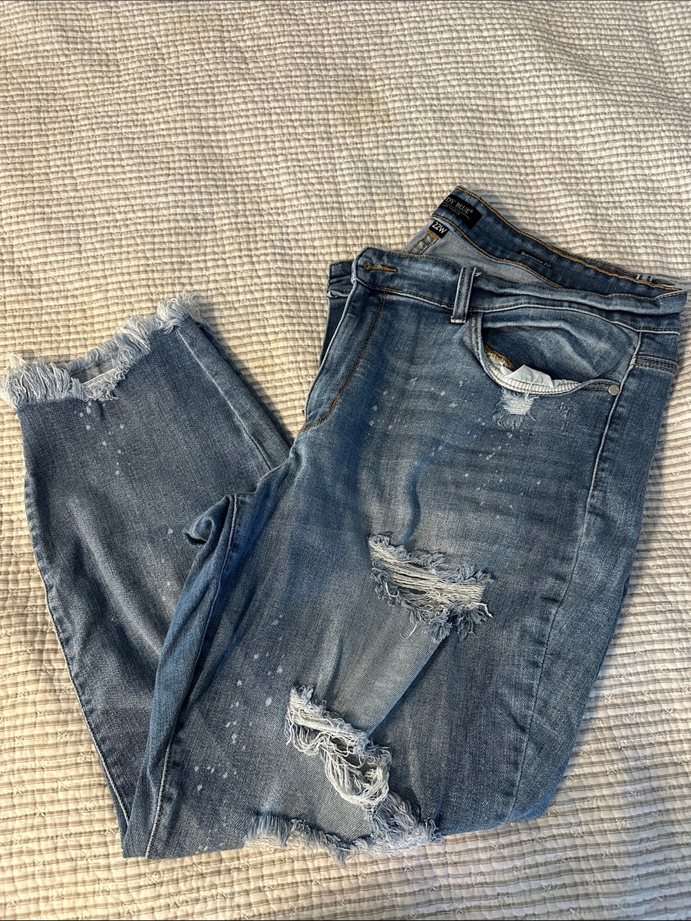Judy Blue Light Blue Distressed Boyfriend Jeans